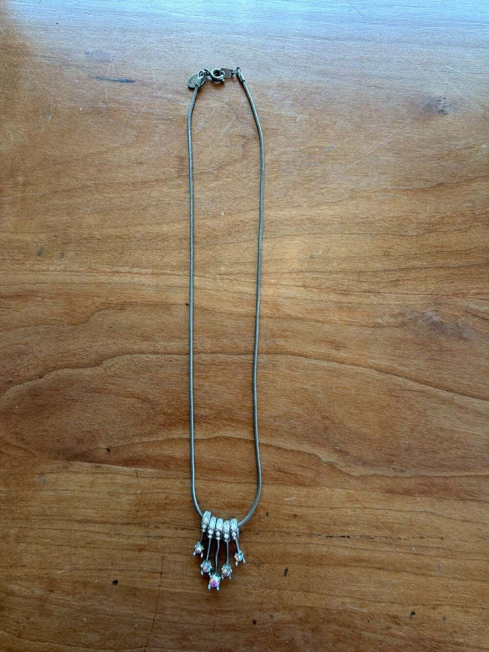 After Thoughts Silver-Tone Snake Chain Necklace with Dangle Charm